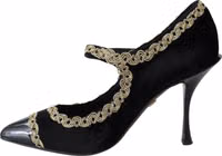 Black Velvet Gold Mary Janes Pumps 5