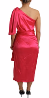 Dress Pink Fitted Cut One Shoulder Midi Dress 4