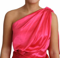 Dress Pink Fitted Cut One Shoulder Midi Dress 5