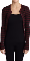 Black Red Striped Viscose Cardigan Sweater 1