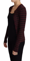 Black Red Striped Viscose Cardigan Sweater 2