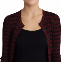 Black Red Striped Viscose Cardigan Sweater 4