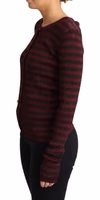 Black Red Striped Viscose Cardigan Sweater 5