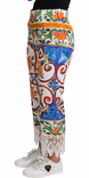 Multicolor Majolica Print Trouser  Cotton Pants 1
