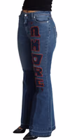 Blue Amore Patch Boot Cut Cotton Stretch Pant 1