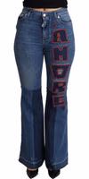 Blue Amore Patch Boot Cut Cotton Stretch Pant 3