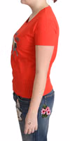 Red Cotton Come Play 4 Us Print Tops Blouse T-shirt 2