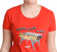 Red Cotton Come Play 4 Us Print Tops Blouse T-shirt 4