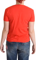 Red Printed Cotton Short Sleeves Tops Blouse T-shirt 3