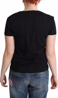 Black Cotton Come Play 4 Us Print Tops T-shirt 3