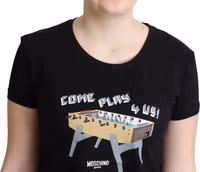 Black Cotton Come Play 4 Us Print Tops T-shirt 4