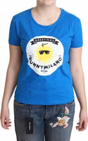 Blue Cotton Sunny Milano Print Tops T-shirt 1