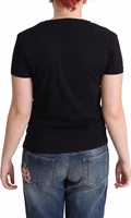 Black Printed Cotton Short Sleeves T-shirt 3