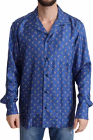 Blue Beach Chair Umbrella Print Silk Shirt 1