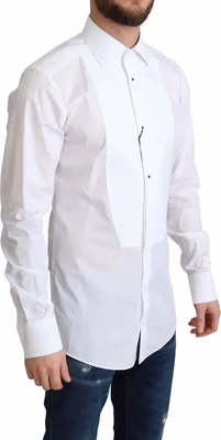 White Bib Cotton Poplin Men Formal Shirt