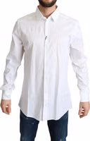 White Cotton Stretch Men Dress Formal Shirt 1