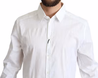 White Cotton Stretch Men Dress Formal Shirt 4