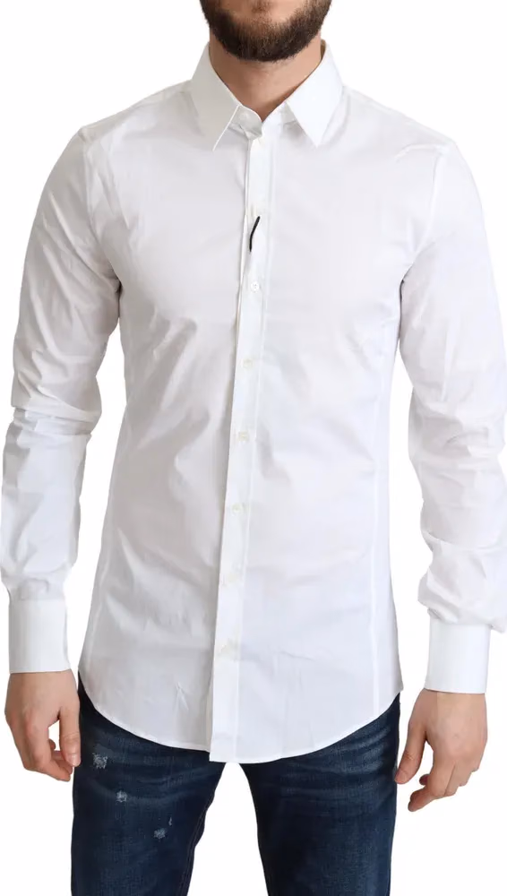 White Cotton Stretch Men Formal SICILIA Shirt