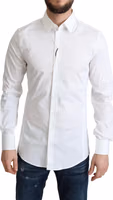 White Cotton Stretch Men Formal SICILIA Shirt 1