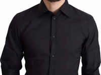 Black Cotton Blend Formal Dress Shirt 4