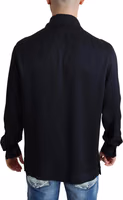 Black Jacquard Silk Casual Button Down Shirt 3