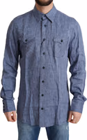Blue Stripes Men Casual Button Down Shirt 1