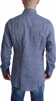 Blue Stripes Men Casual Button Down Shirt 3