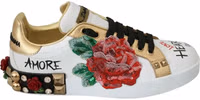 White Roses Sequined Crystal Womens Sneakers Shoes 1