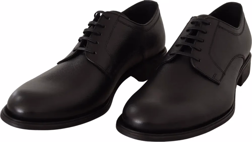Black Leather Lace Up Mens Formal Derby Shoes