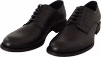 Black Leather Lace Up Mens Formal Derby Shoes 1