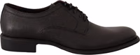 Black Leather Lace Up Mens Formal Derby Shoes 1
