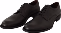 Black Leather Lace Up Mens Formal Derby Shoes 4