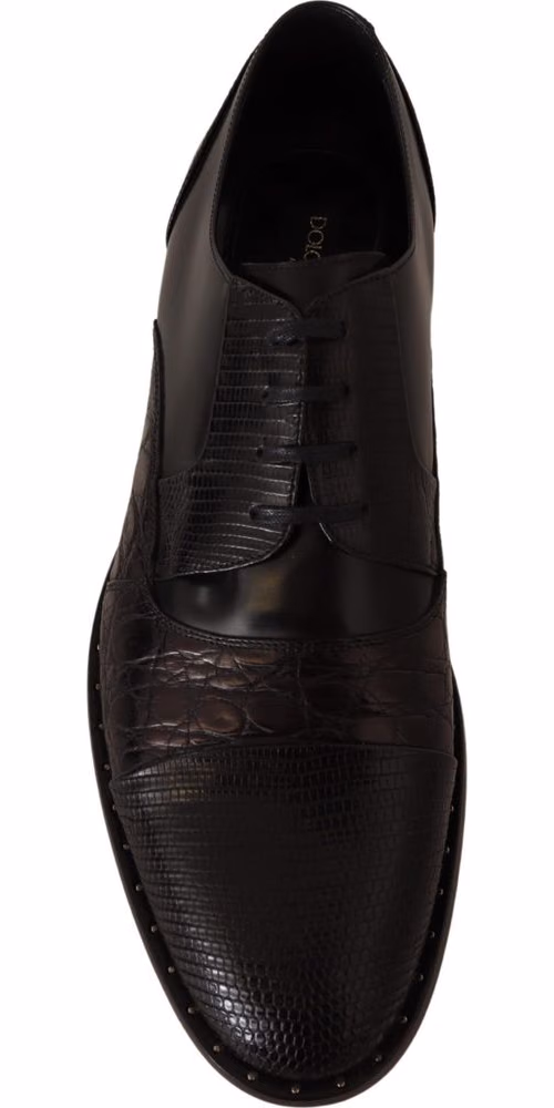 Black Leather Exotic Skins Formal Shoes