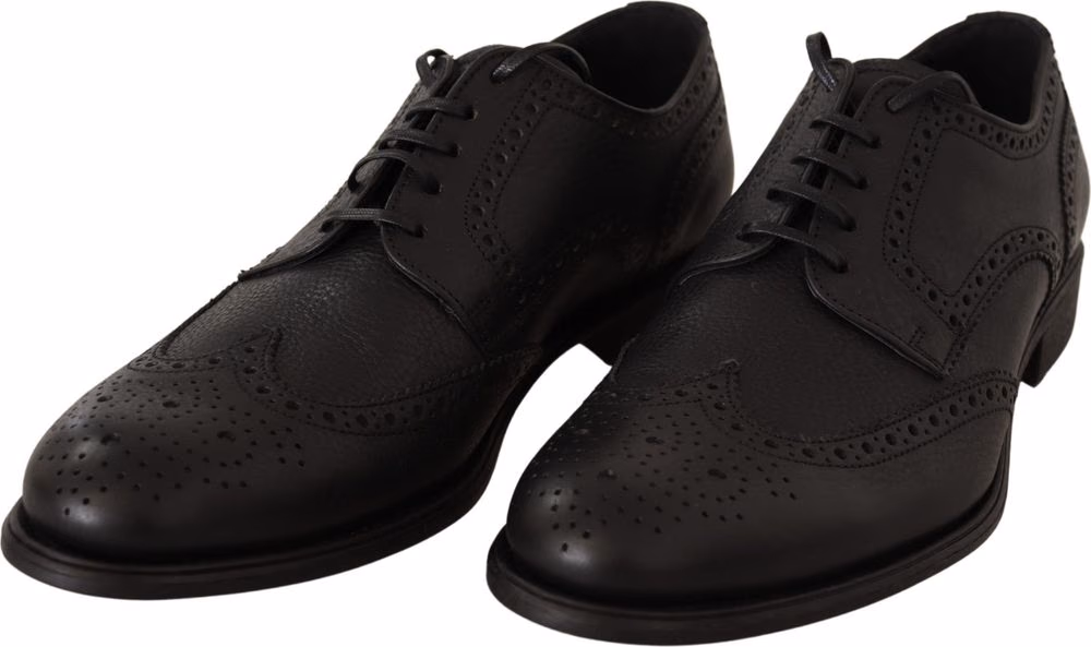 Black Leather Oxford Wingtip Formal Dress Shoes