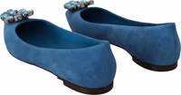 Blue Suede Crystals Loafers Flats Shoes 1