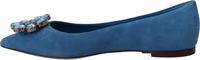 Blue Suede Crystals Loafers Flats Shoes 2
