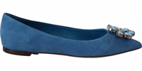 Blue Suede Crystals Loafers Flats Shoes 3