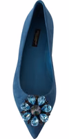 Blue Suede Crystals Loafers Flats Shoes 5