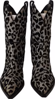 Gray Black Leopard Cowboy Boots Shoes 1