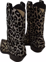 Gray Black Leopard Cowboy Boots Shoes 3