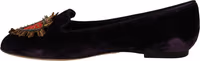 Purple Velvet DG Heart Loafers Flats Shoes 3
