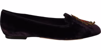Purple Velvet DG Heart Loafers Flats Shoes 4