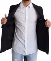 Dark Blue Wool Single Breasted Coat Jacket 5