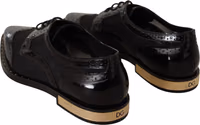 Black Leather Broques Sheer Wingtip Shoes 2