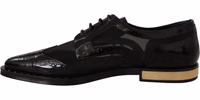 Black Leather Broques Sheer Wingtip Shoes 3