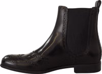 Black Leather Ankle High Flat Boots Shoes 3