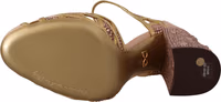 Pink Gold Leather Crystal Pumps T-strap Shoes 5