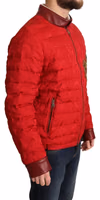 Red Brocade Bomber Gold Crown Logo Coat Jacket 2
