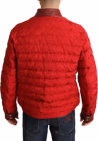 Red Brocade Bomber Gold Crown Logo Coat Jacket 3