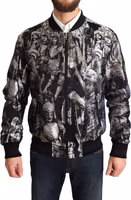 Black Silver Puppi Motive Bomber Jacket 1